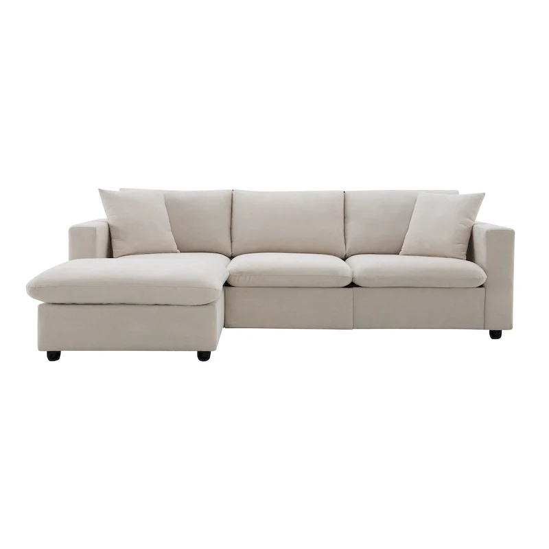 101  L-Shaped Cloud Sectional Sofa with Ottoman & Pocket Springs