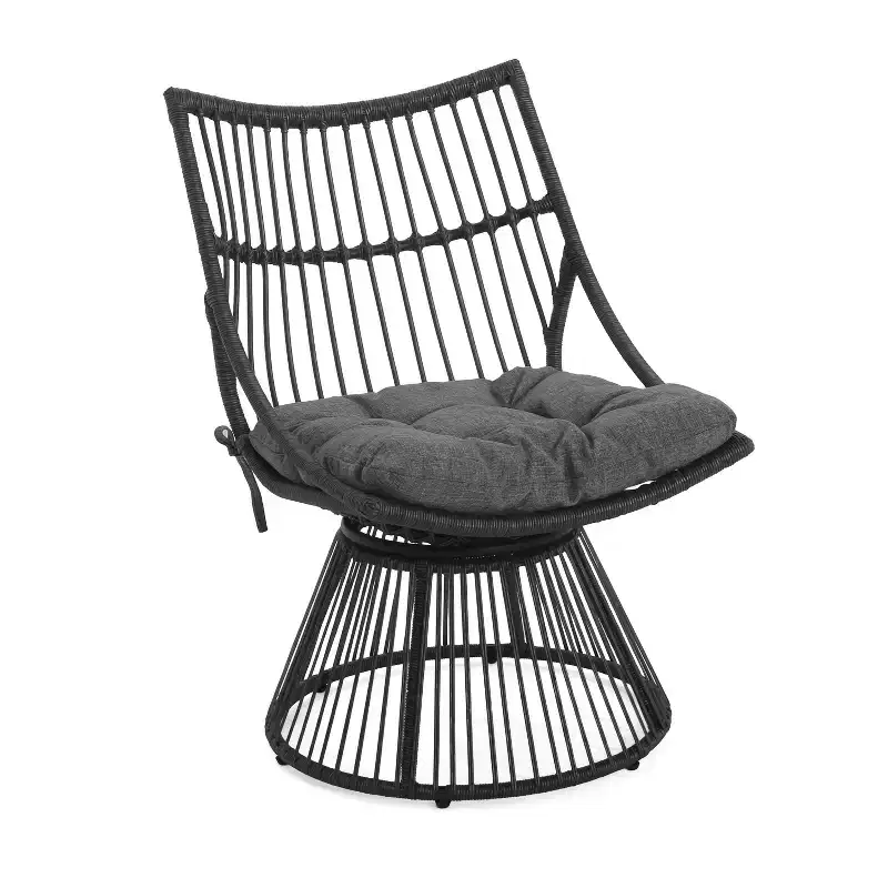 Christopher Knight Home Caryl Outdoor Club Chair with Cushions Wicker Gray