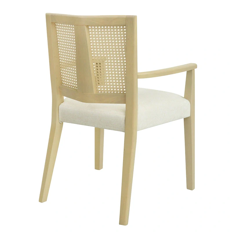 Christopher Knight Home - Harrison Mid-Century Upholstered Arm Dining Chair Set of 2 with Rattan Back