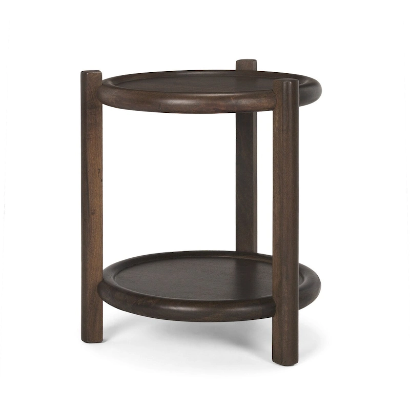 Romi Dark Brown Wood w/ Bottom Shelf Round Accent Table - 23.5L x 23.5W x 26.0H
