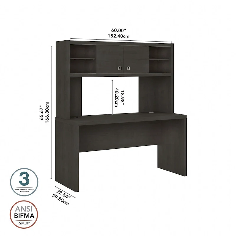 Echo 60W Credenza Desk with Hutch by Bush Business Furniture