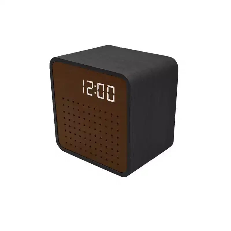 Retro Mini Wooden Bluetooth Speaker with Alarm Clock and Sound Activation