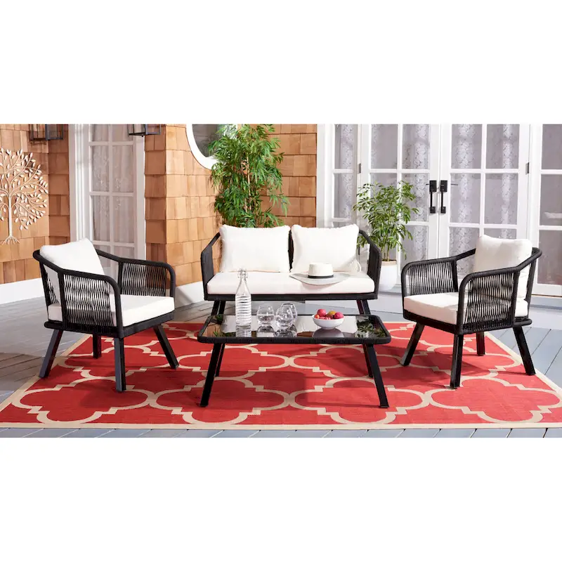 SAFAVIEH Outdoor Arly 4-Piece Rope Patio Set - 39Wx26Dx15H