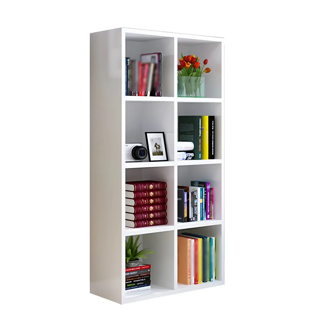 Scandinavian 3-Tier Black Cube Wood Bookcase