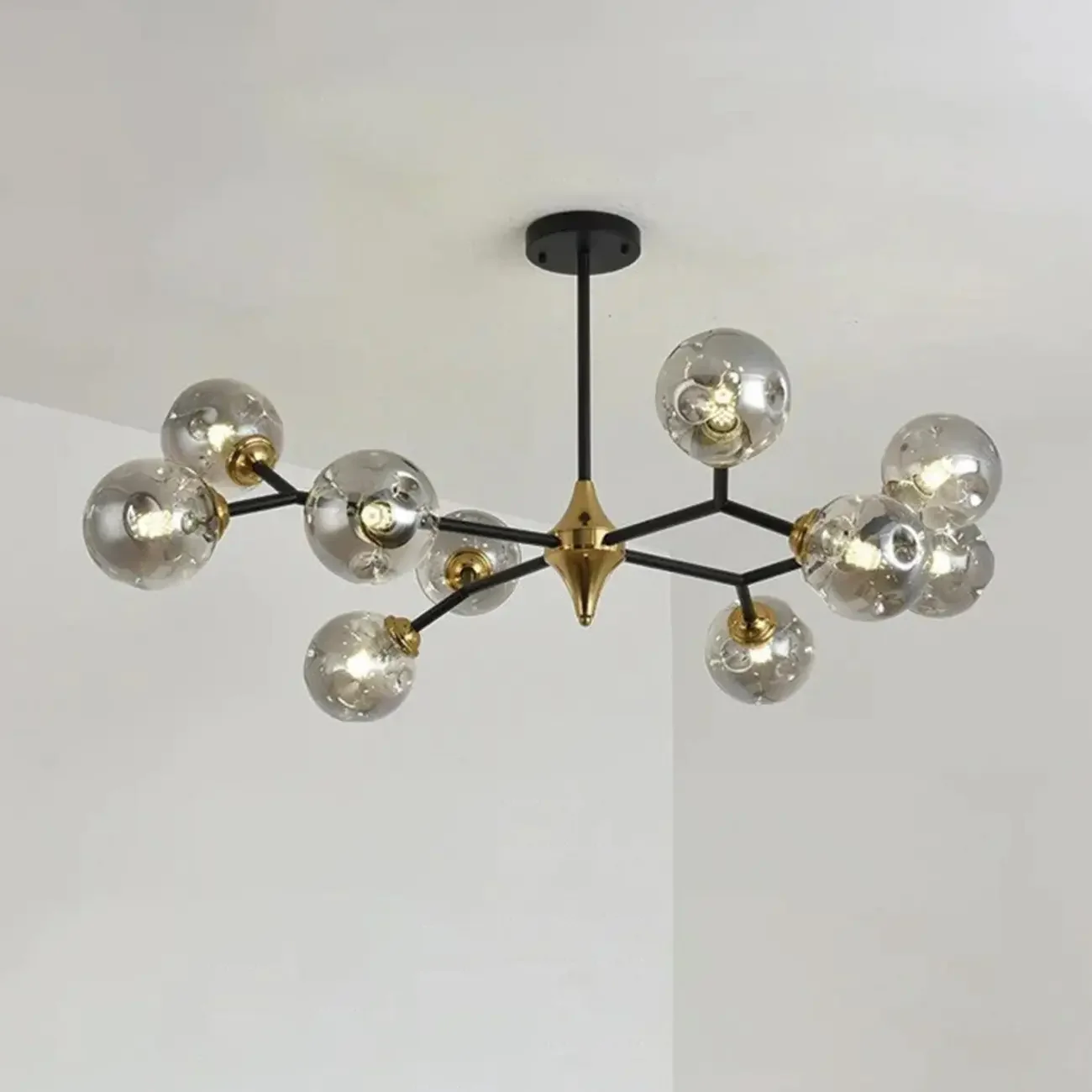 Modern Black Gold Glass Sputnik Chandelier