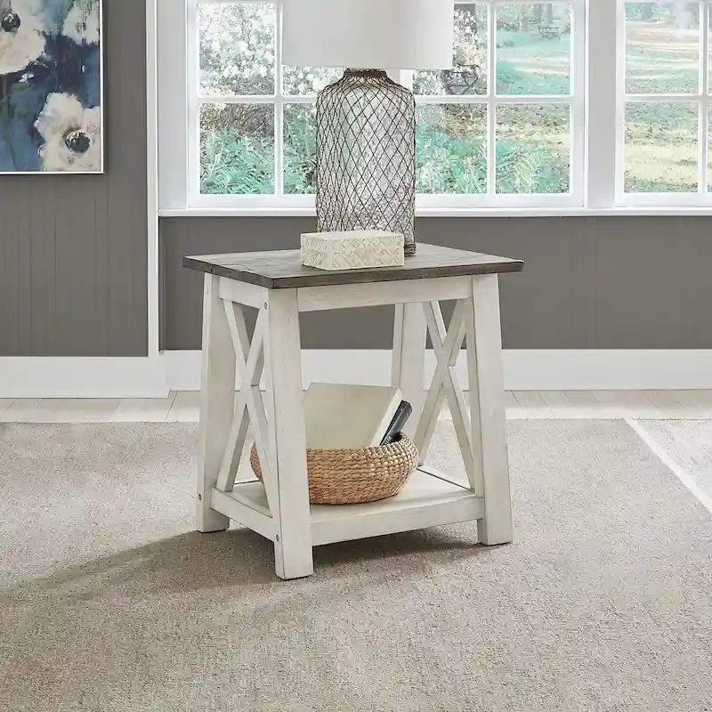Laurel Bluff Antique White End Table