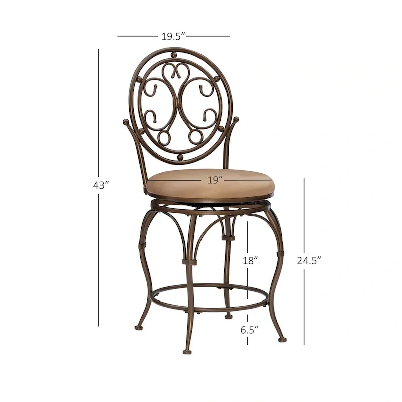 Monaco Big & Tall Scroll Circle Back Counter Stool - N/A