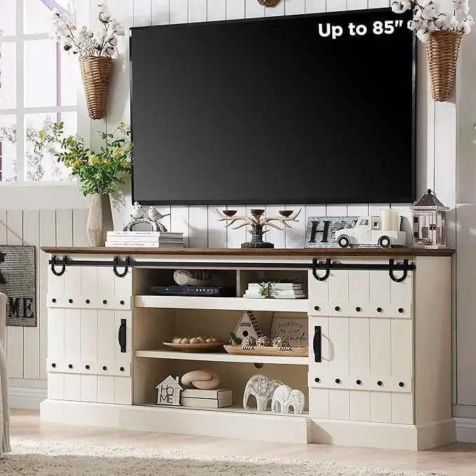 Modern Grey Sideboard Buffet Cabinet with 3 Drawers & Adjustable Shelves