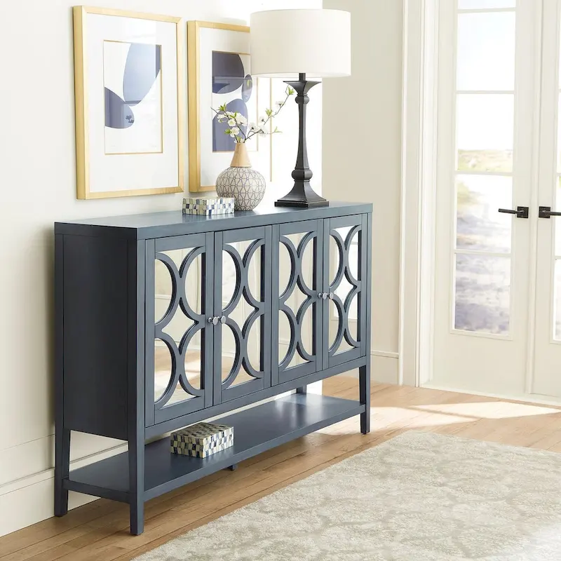 Circle View Blue Dusk Four Door Accent Cabinet