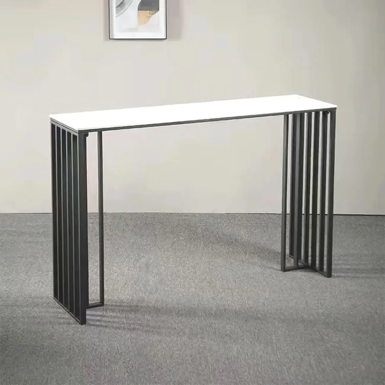 Modern Simple Marble Black Iron Bar Table