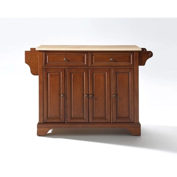 Crosley LaFayette Classic Cherry Natural Wood Top Kitchen Island - 18d x 51.5w x 36h