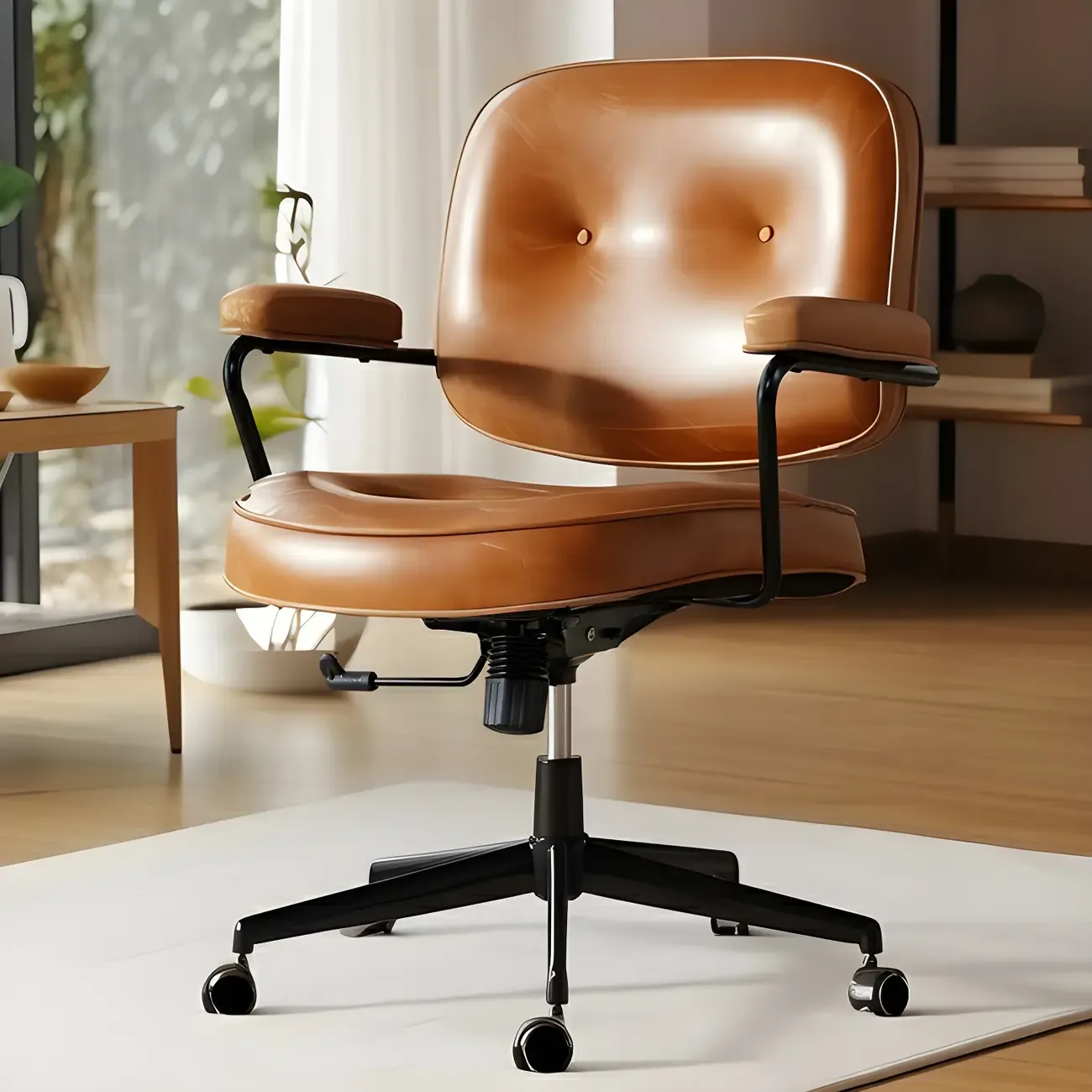 Industrial Leather Upholstered Height Adjustable Swivel Office Chair