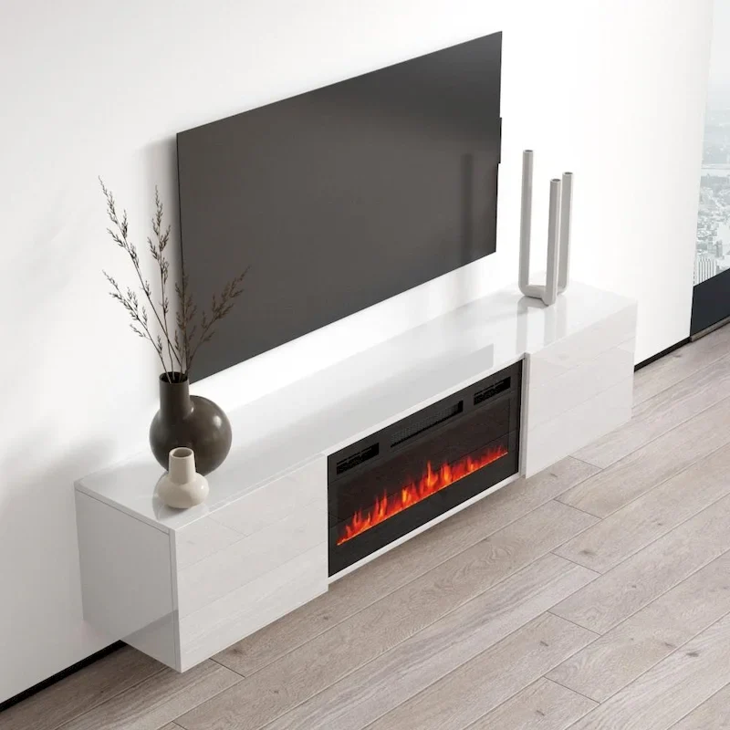 Cali EF Wall Mounted Electric Fireplace Modern 72 TV Stand