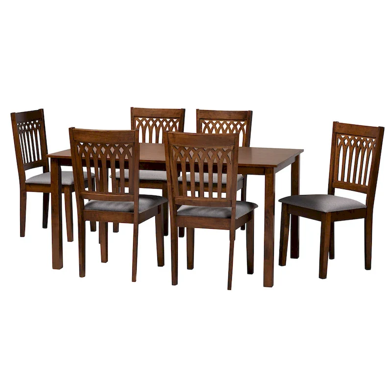 Modern Fabric and Wood Dining Set