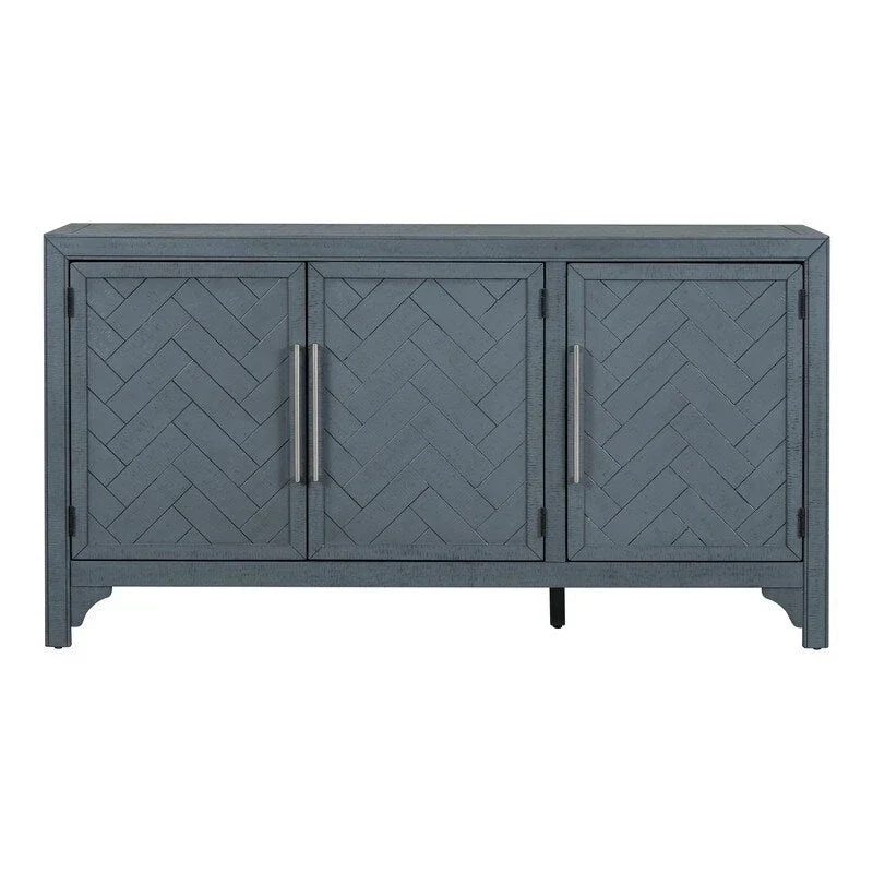 Natural Pine Veneer Sideboard with 3 Doors