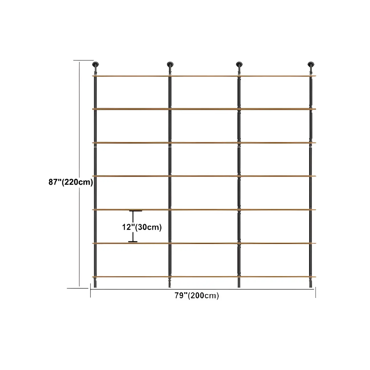 Industrial Black Wood Wall-Mounted Bookcase