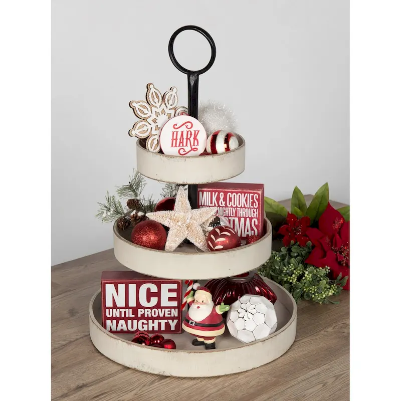 Kate and Laurel Woodmont 3 Tiered Wood Tray - 3 Tier