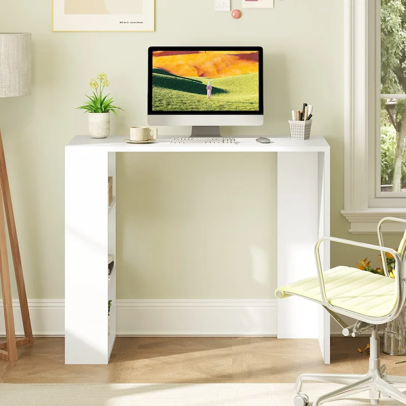 Gymax 36  Compact Writing Desk w/ 3 Open Shelves Freestanding