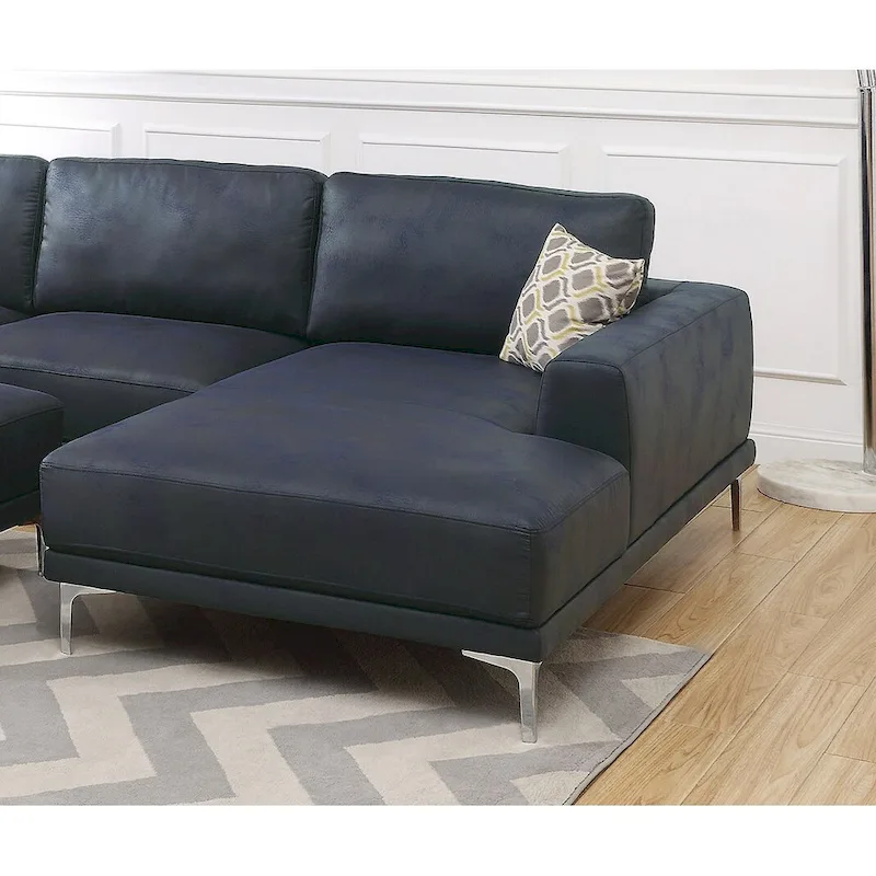 Leather Gel 4-Seater Sofa with Metal Legs(Ottoman Not Included)