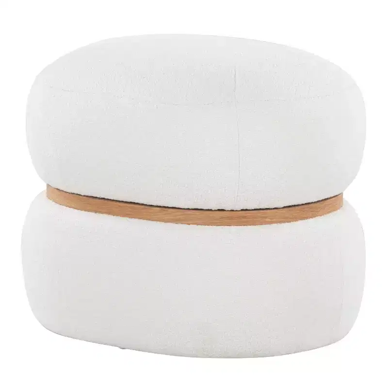 LumiSource Cinch Pouf Ottoman Natural Fabric