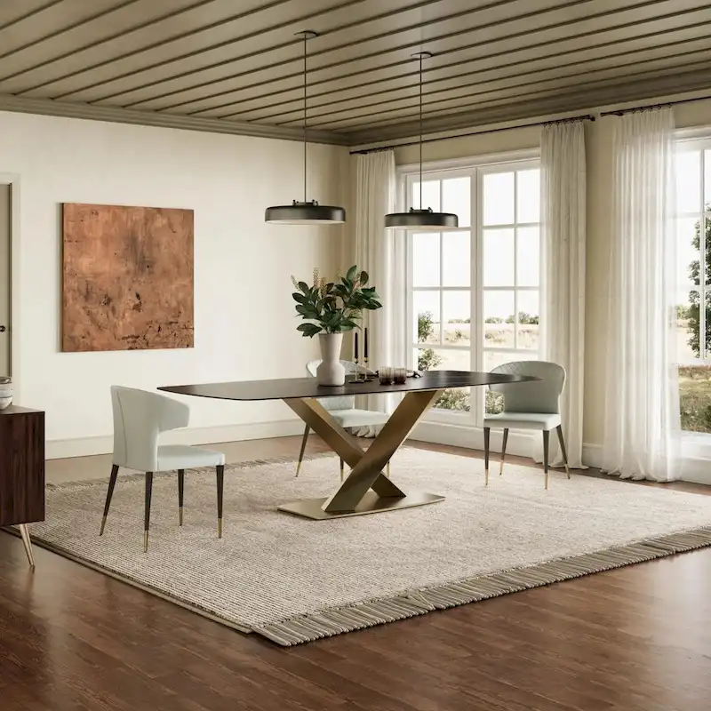 Modern Black Marble Dining Table Rectangular Table