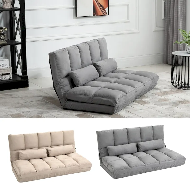 Beige/Grey Convertible Floor Sofa Bed, 7-Position, Sleeps 1