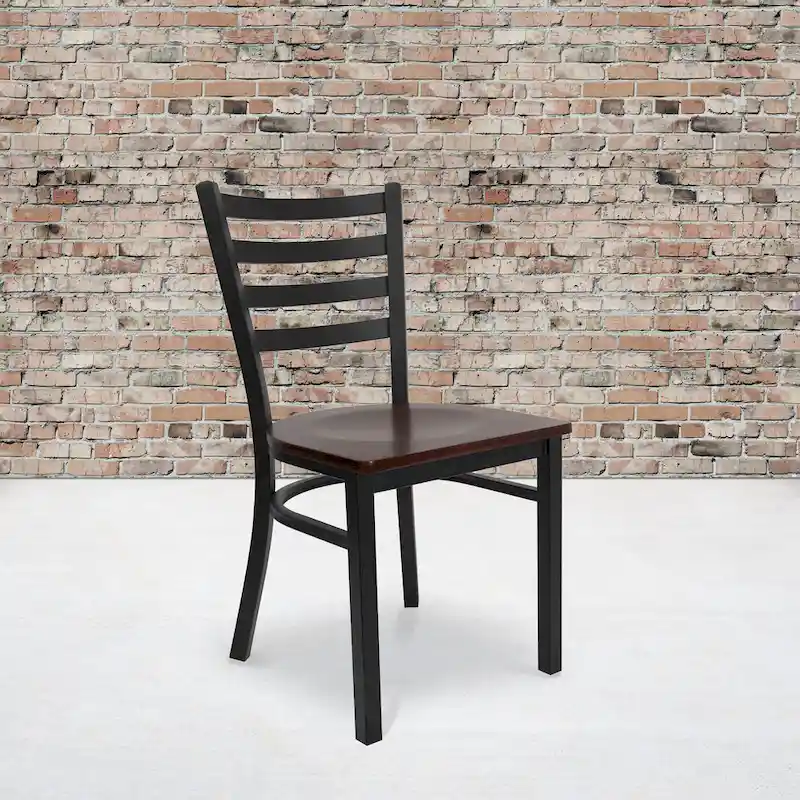 Ladder Back Metal Restaurant Chair - 16.5W x 17D x 32.25H - 16.5W x 17D x 32.25H