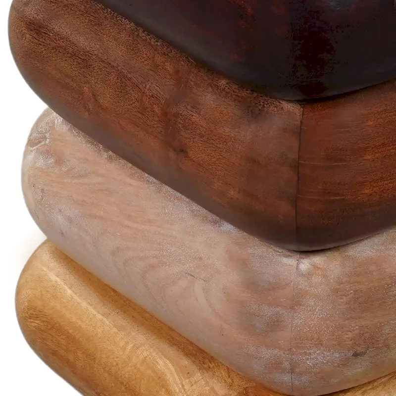 Zyra 12 Inch Side End Table, Sculptural Stacked Design, Mango and Acacia Wood Artisanship, Brown