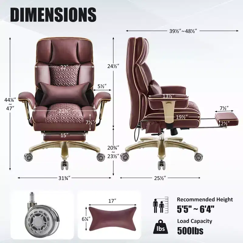 Furniliving Modern Big Tall Executive Office Chair Pu Leather Office Desk Chair With Footrest
