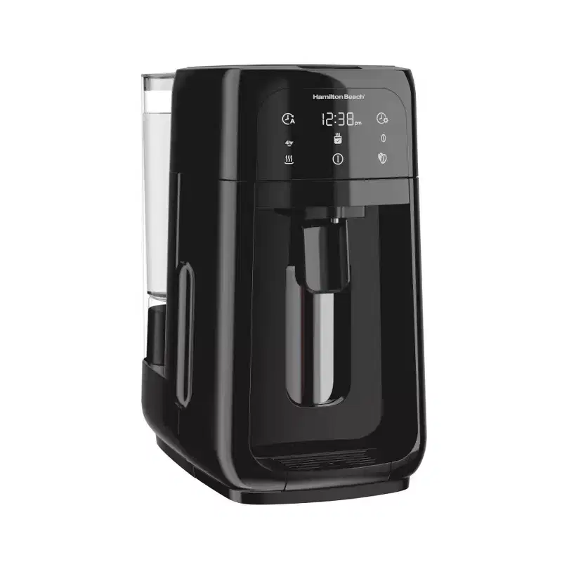 Hamilton Beach One Press Dispensing Coffee Maker 47600: 12-Cup Electric Brew Station, Black, Permanent Filter, 1050W