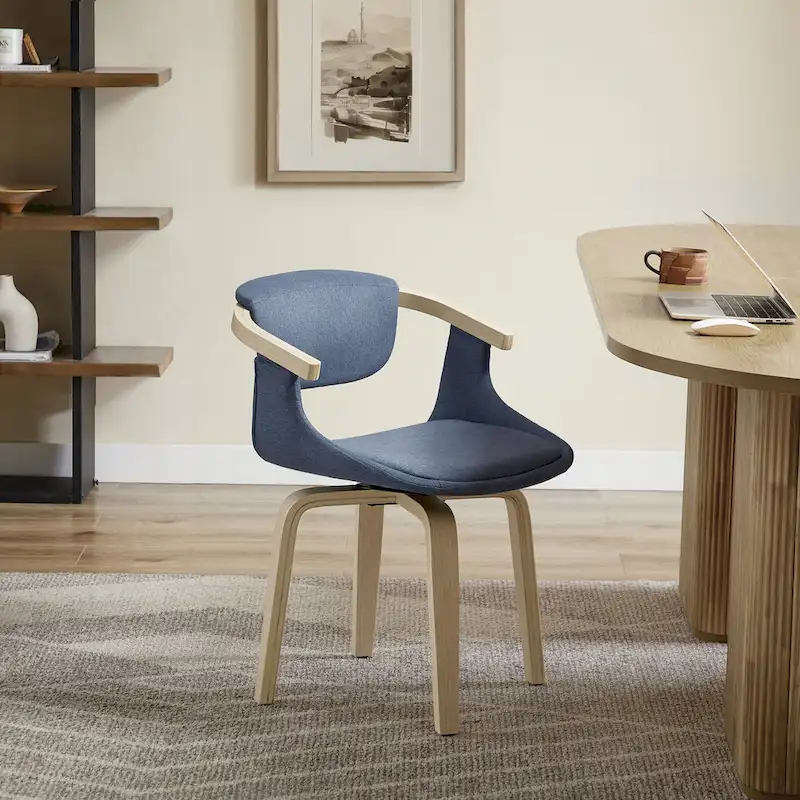 Swivel Upholstered and Wood Accent Chair