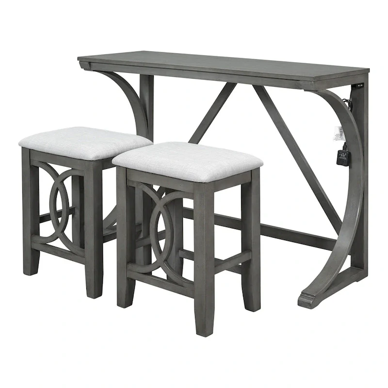 Farmhouse 3-Piece Counter Height Dining Table Set
