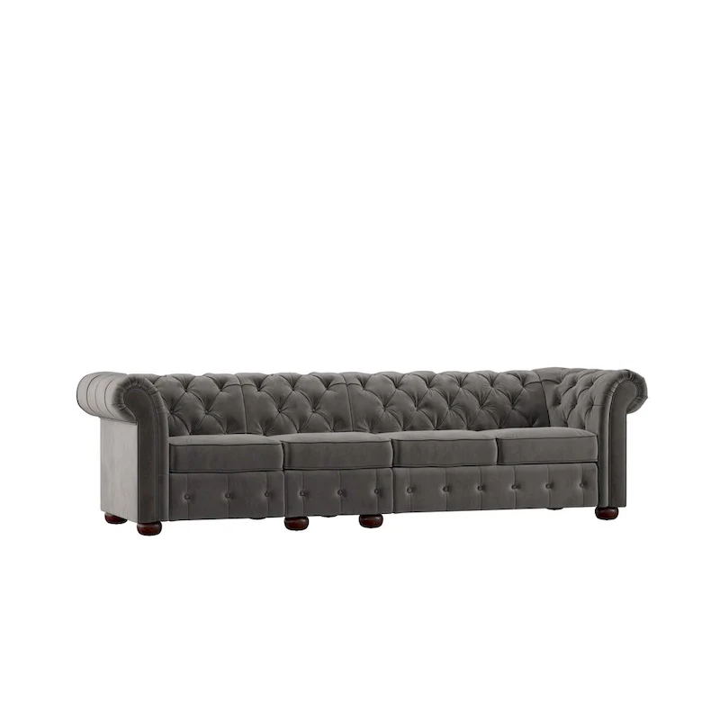 Knightsbridge Grey Extra Long Chesterfield Sofa by iNSPIRE Q Artisan