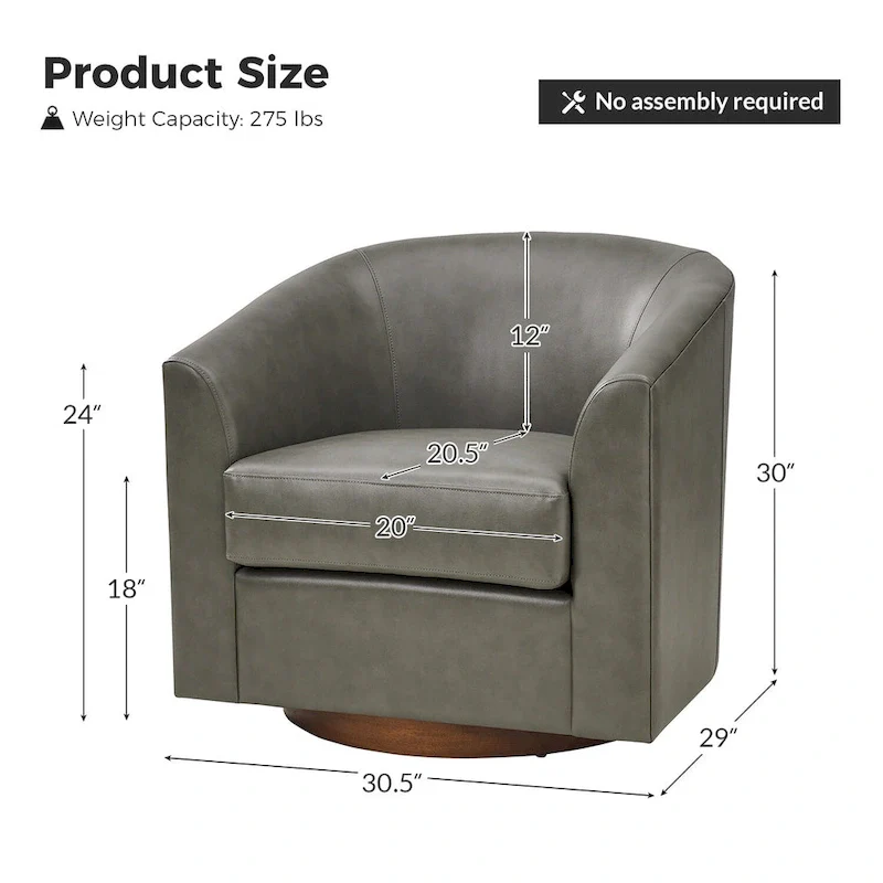 Haley Modern Swivel Barrel Faux Leather Chair with Solid Wood Base Set of 2 by HULALA HOME