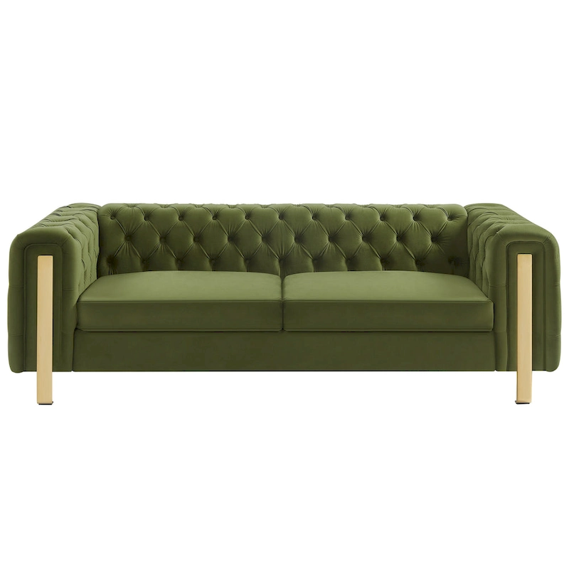 Keyser Modern Glam Tufted Velvet 3 Seater Sofa by Christopher Knight Home - 83.75 L x 34.50 W x 27.25 H