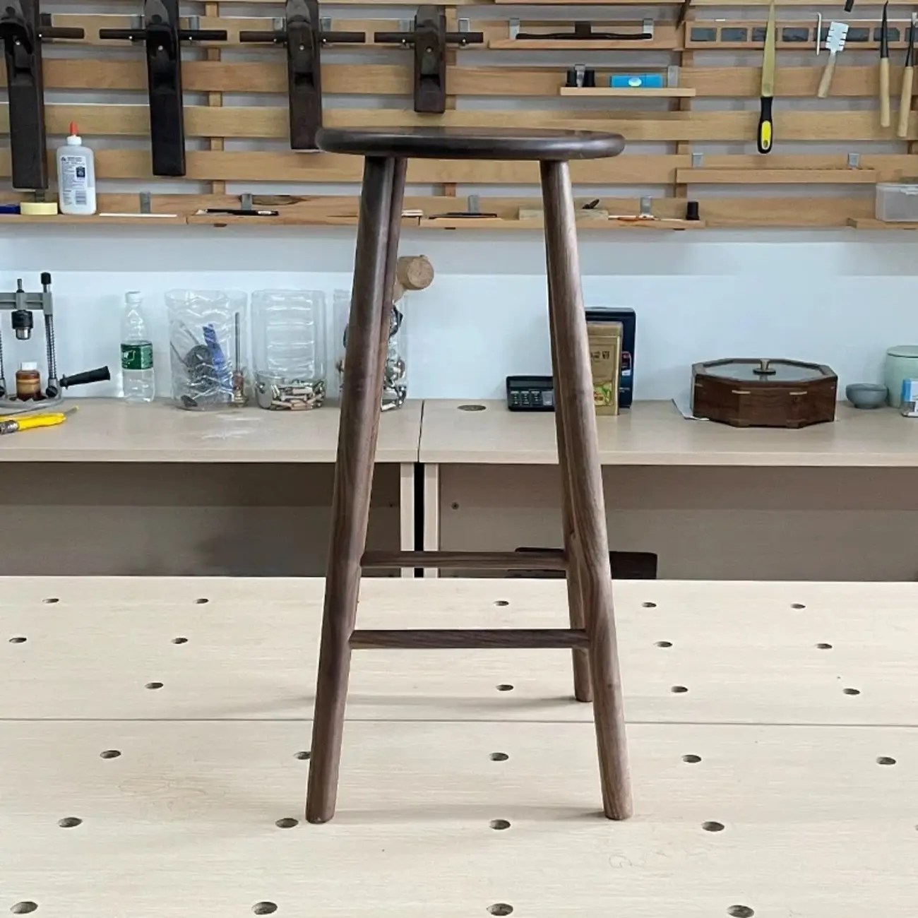 Bar Height Footrest Wood Modern Backless Bar Stools