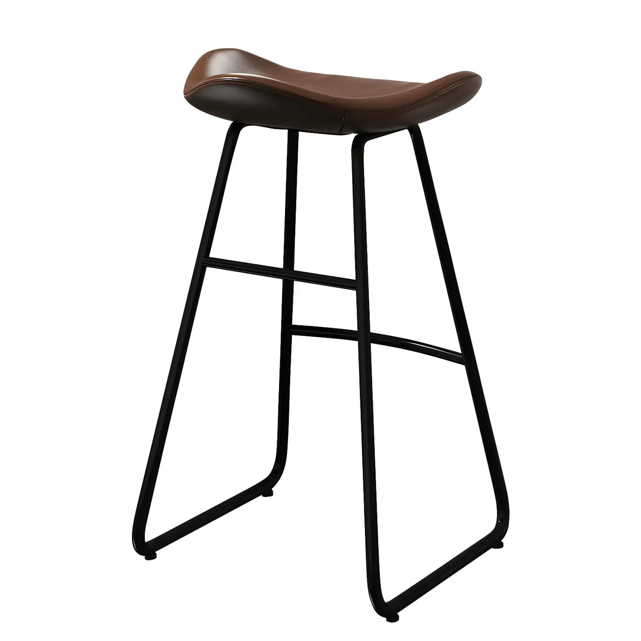 Classic Brown Saddle Leather Counter Height Bar Stools