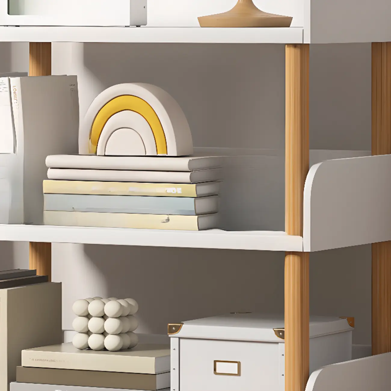 Vertical Natural Multi-Shelf Open Back Wood Bookcase