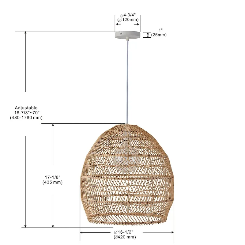 17 inch bamboo cage shape pendant