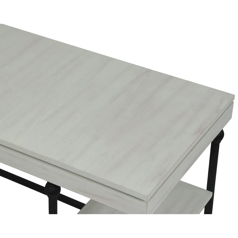 Haley Farmhouse 59-inch Metal L-Shaped Computer Desk with USBs by Furniture of America