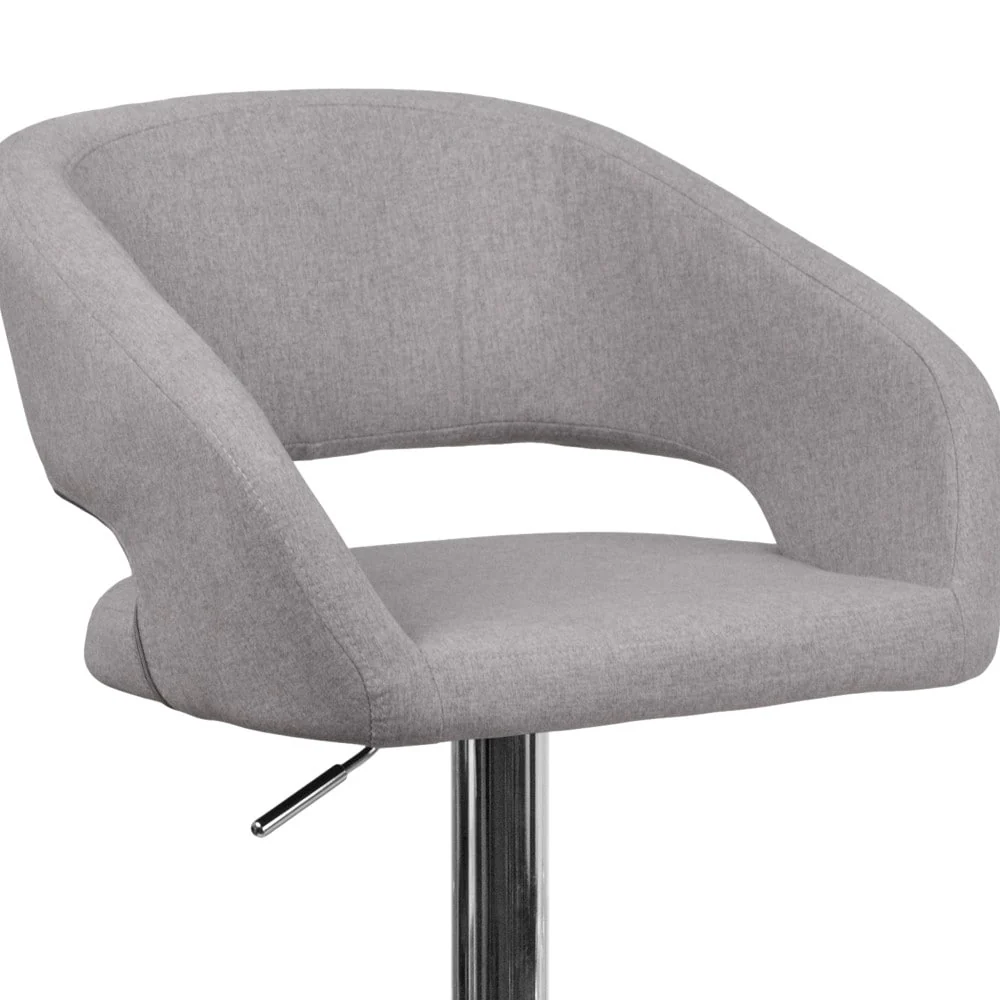 Modern Upholstered Adjustable-Height Barstool with Rounded Back