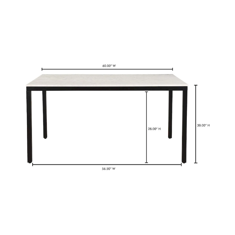 Aurelle Home Pariso Modern White Marble-Top Table - 60 W x 30 H x 36 D