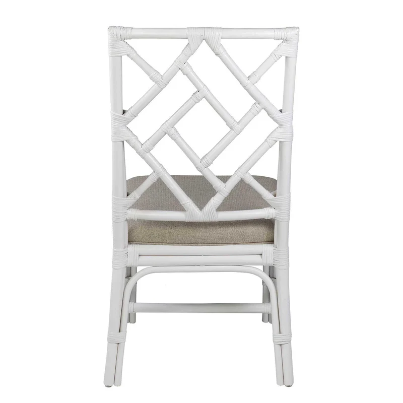 Natural Rattan Handmade Chippendale Cushioned Dining Chairs by East at Main