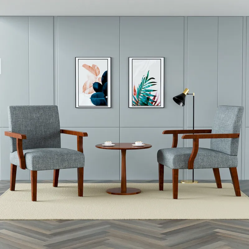 Grey 18.7 Arm Chairs with Round Table (Set of 2)