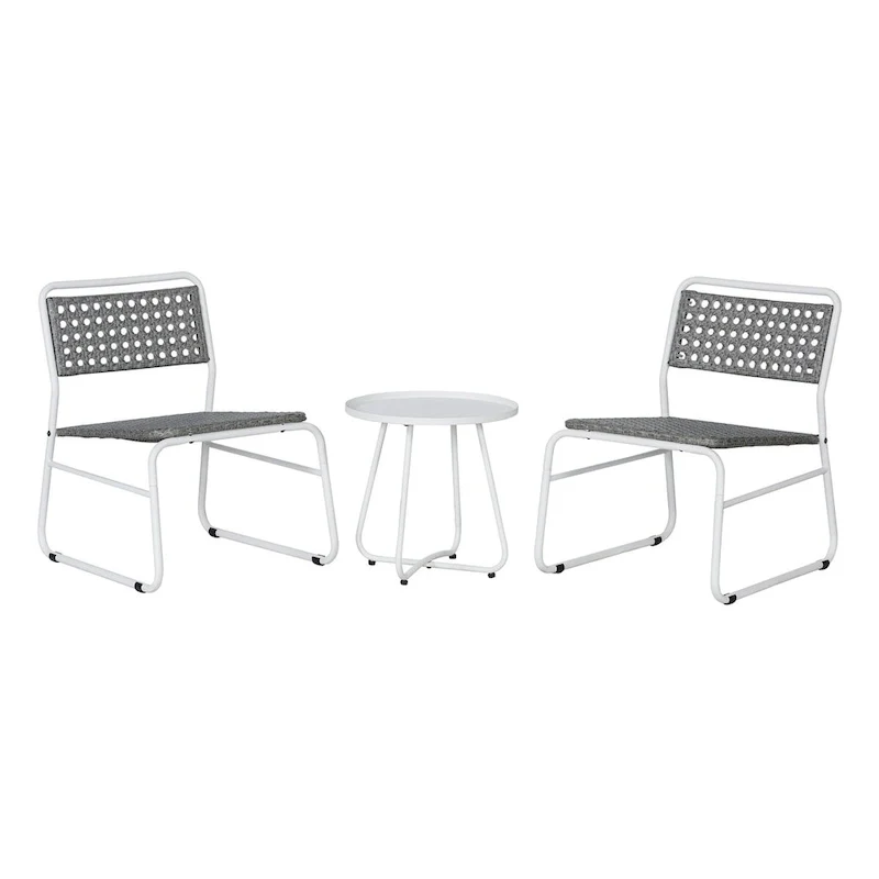 Selby 3-Piece Mid-Century Modern Faux Rattan Conversation Outdoor Patio Set, by JONATHAN Y