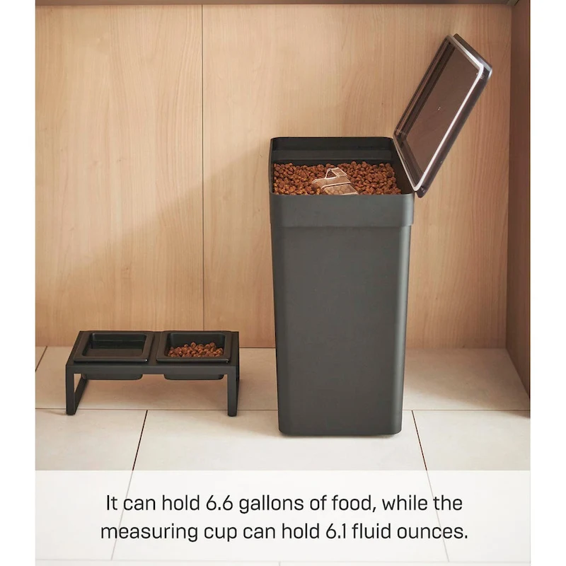 Yamazaki Home Rolling Airtight Pet Food Container (25 lbs.), Polypropylene, Extra Large, 6.6 gallons, 25 liters