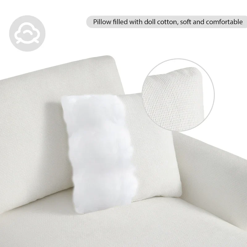 119  Chenille L-Shaped Sectional Sofa with Chaise Lounge and 2 Pillows