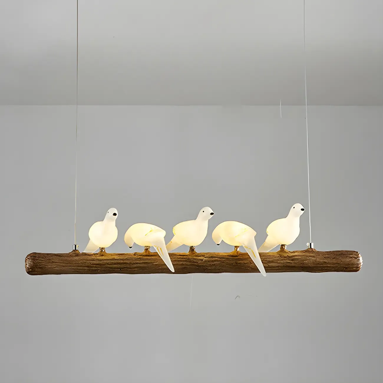 Rustic Wood LED Bird Island Chandelier