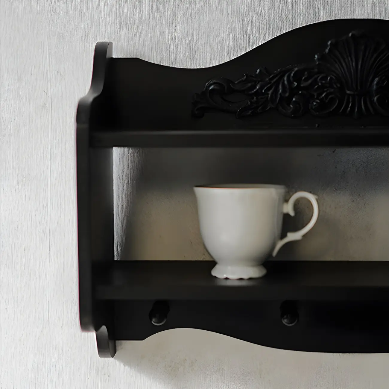 Small Black Wooden Wall-Mounted Display Cabinet