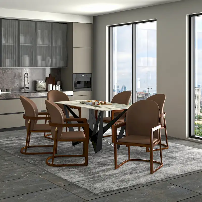 Dark Toupe / Toupe / Brown / Cream Modern Upholstered Dining Chair — Single Seat